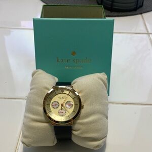 Kate Spade Gold Dial Watch with Black Strap